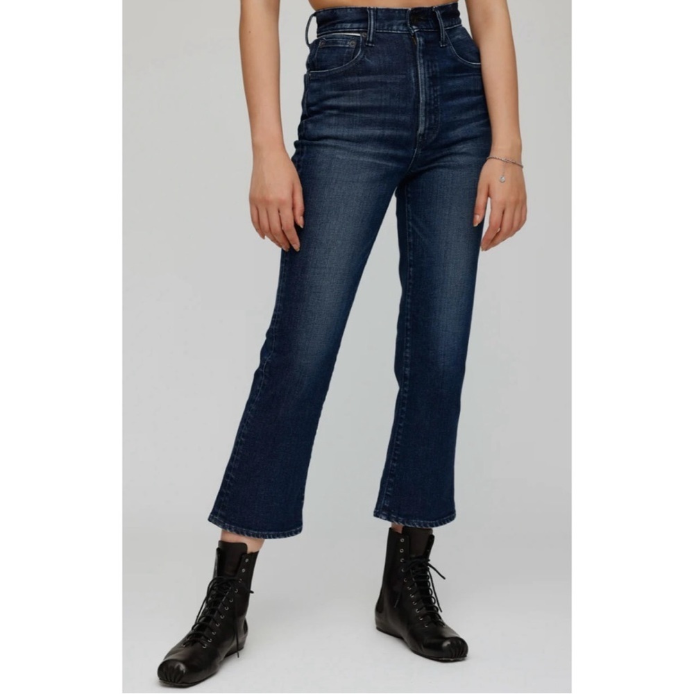 Moussy - Dark Blue Emma Crop Flare Jeans